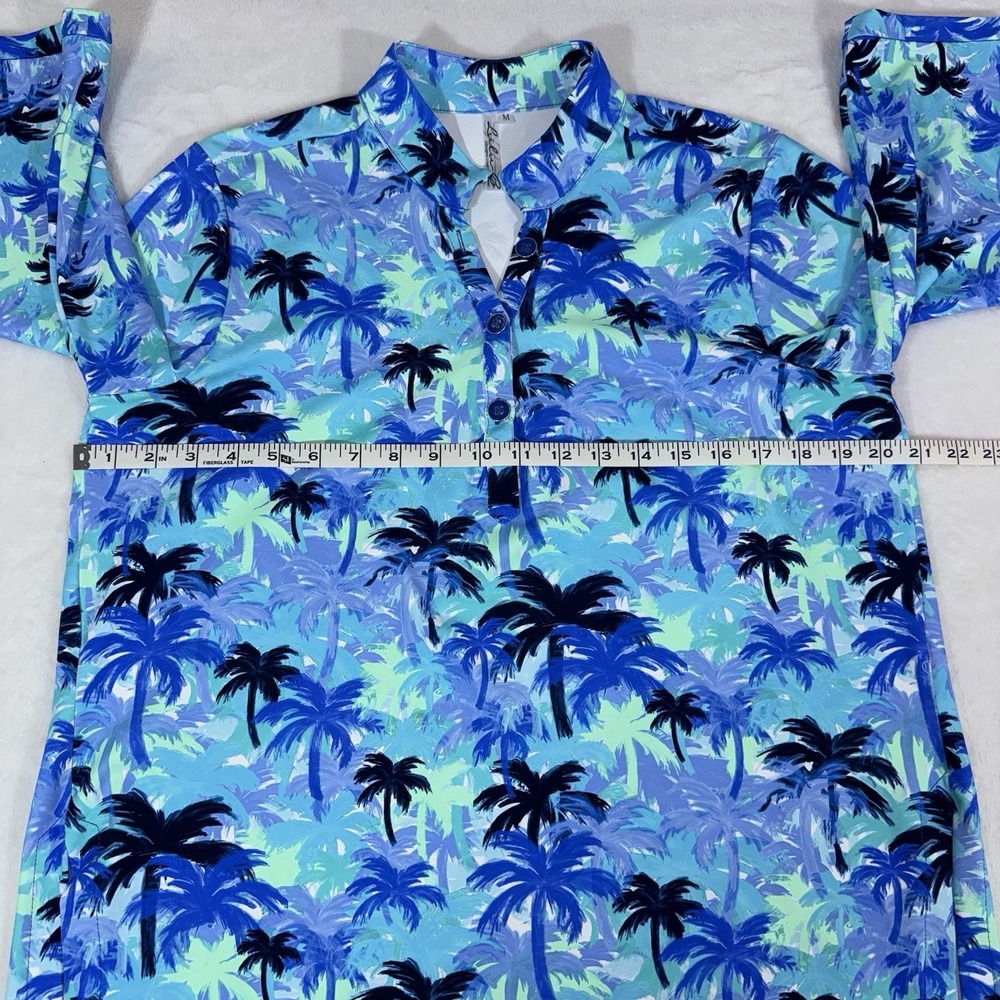 Lulu B V-NECK TRAVEL TUNIC Top Blue Palm Tree Print 3/4 Sleeve UPF 50+ Resort‎ - Picture 11 of 11